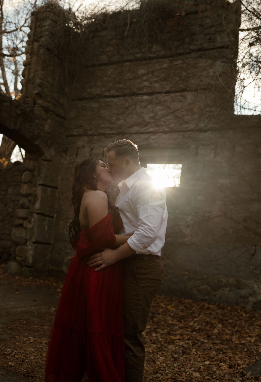 Massachusetts Engagement Photographer capturing a love story at a castle 