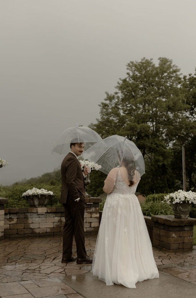 Bride and groom share intimate first look at New Hampshire Wedding